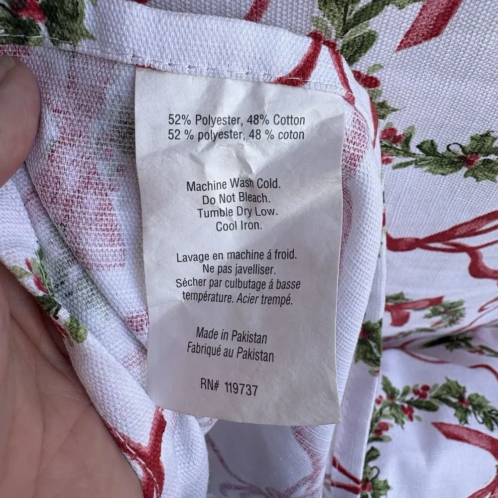Christmas Shower Curtain Fabric Wreaths Red Ribbons Bathroom Holiday Decor